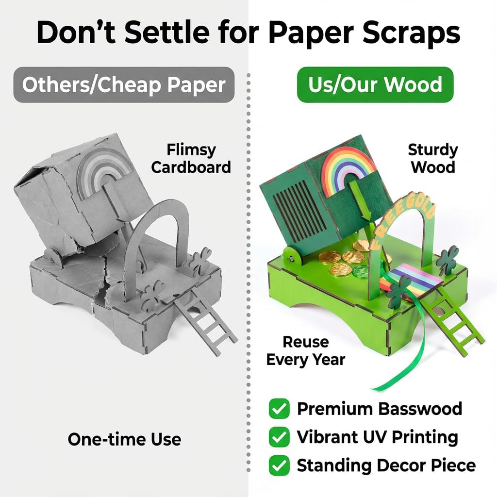 BVXVCB St. Patrick's Day Decorations Leprechaun Trap Kit -St Patrick's Day DIY Toys -Leprechaun Trap Decorations(Green)