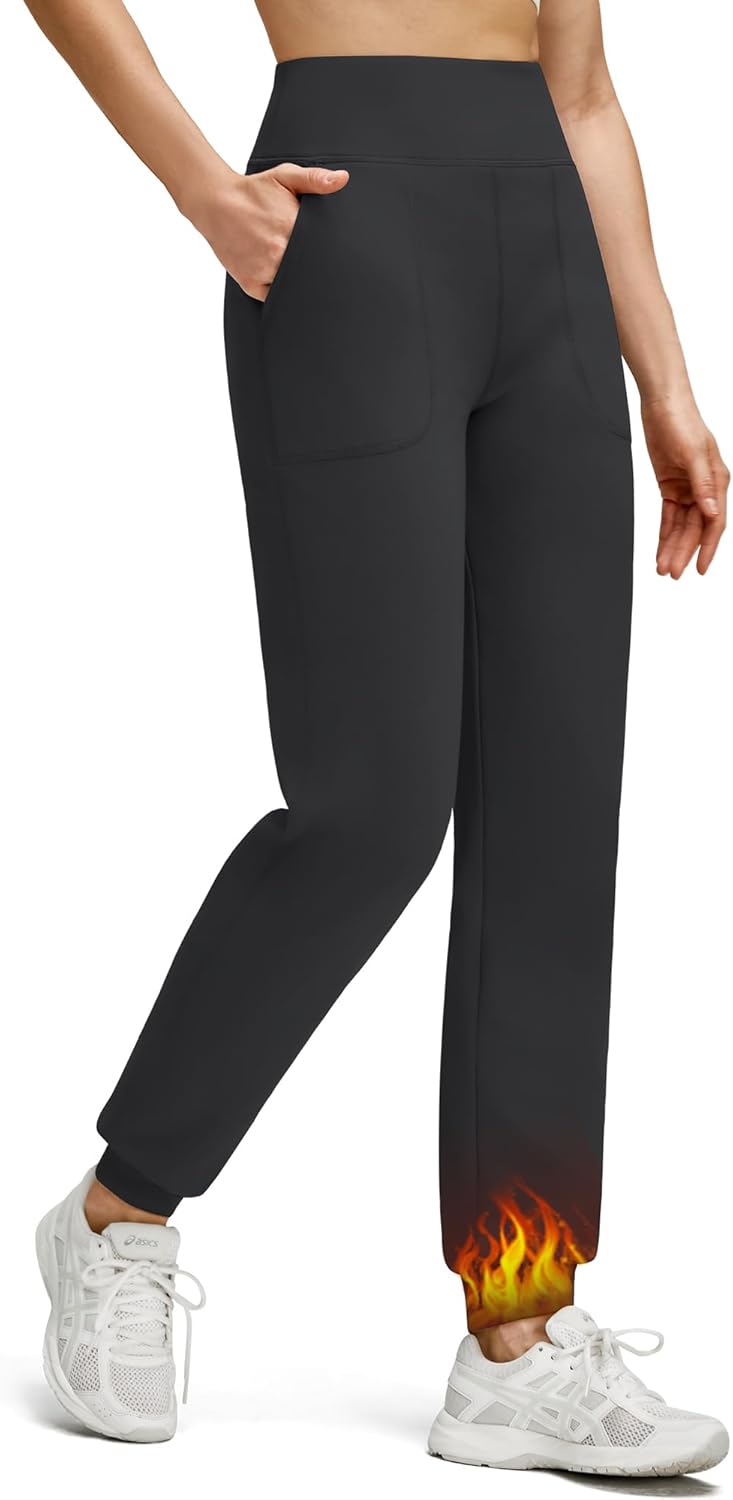 G4Free Women's Fleece Lined Workout Joggers with Pockets High Waisted Sweatpants Running Casual Outdoor Winter Pants