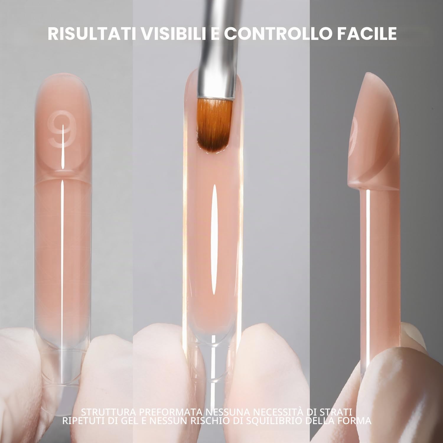 YOKEFELLOW - Set di 240 stampi per unghie trasparenti, per nail art salone (W558-Almond)