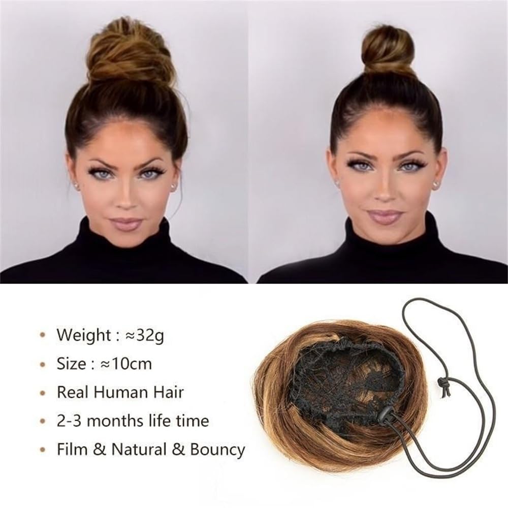 sztuczne włosy kok Ludzkie włosy Bun Extension Instant Up-Do Donut Chignon Drawstring Ponytail Hairpieces Akcesoria do włosów(24)