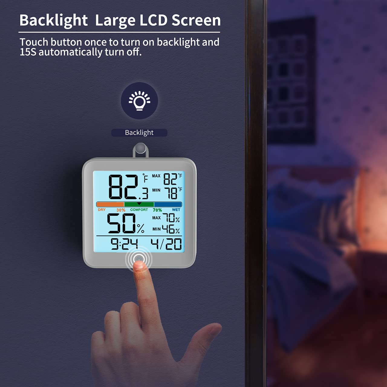 Noklead Thermomètre Hygromètre Intérieur Numérique – Écran LCD Rétroéclairé, Enregistreur Max/Min, Icône Confort, Calibrage, Pour Maison, Bébé, Serre, Cave