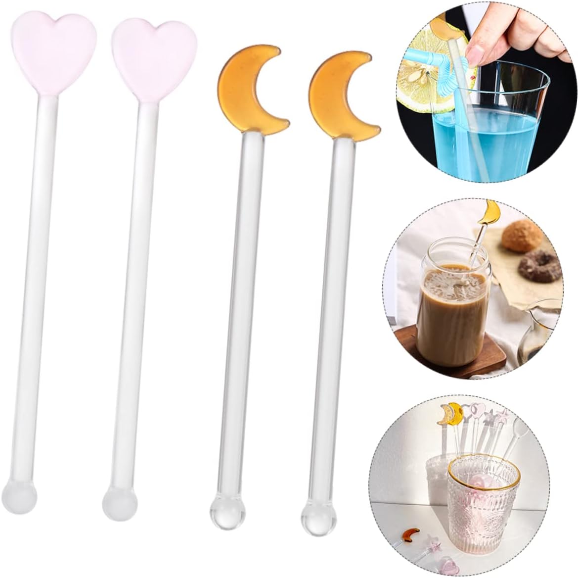 Glass Swizzle Sticks 6pcs Delicate Cocktail Stirrer Rods