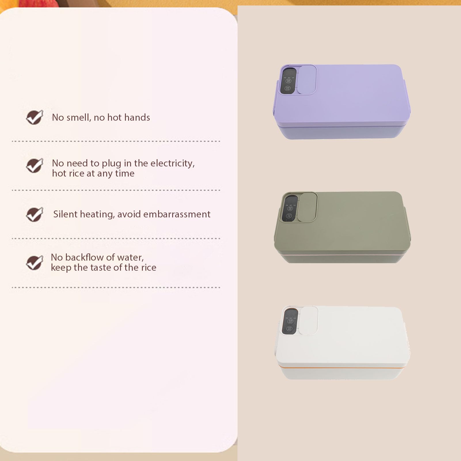 Bewinner Fiambrera eléctrica inalámbrica, 1 litro, capacidad de 1 litro, lonchera térmica inalámbrica recargable por USB, calentador de alimentos portátil, caja de autocalentamiento para exteriores,