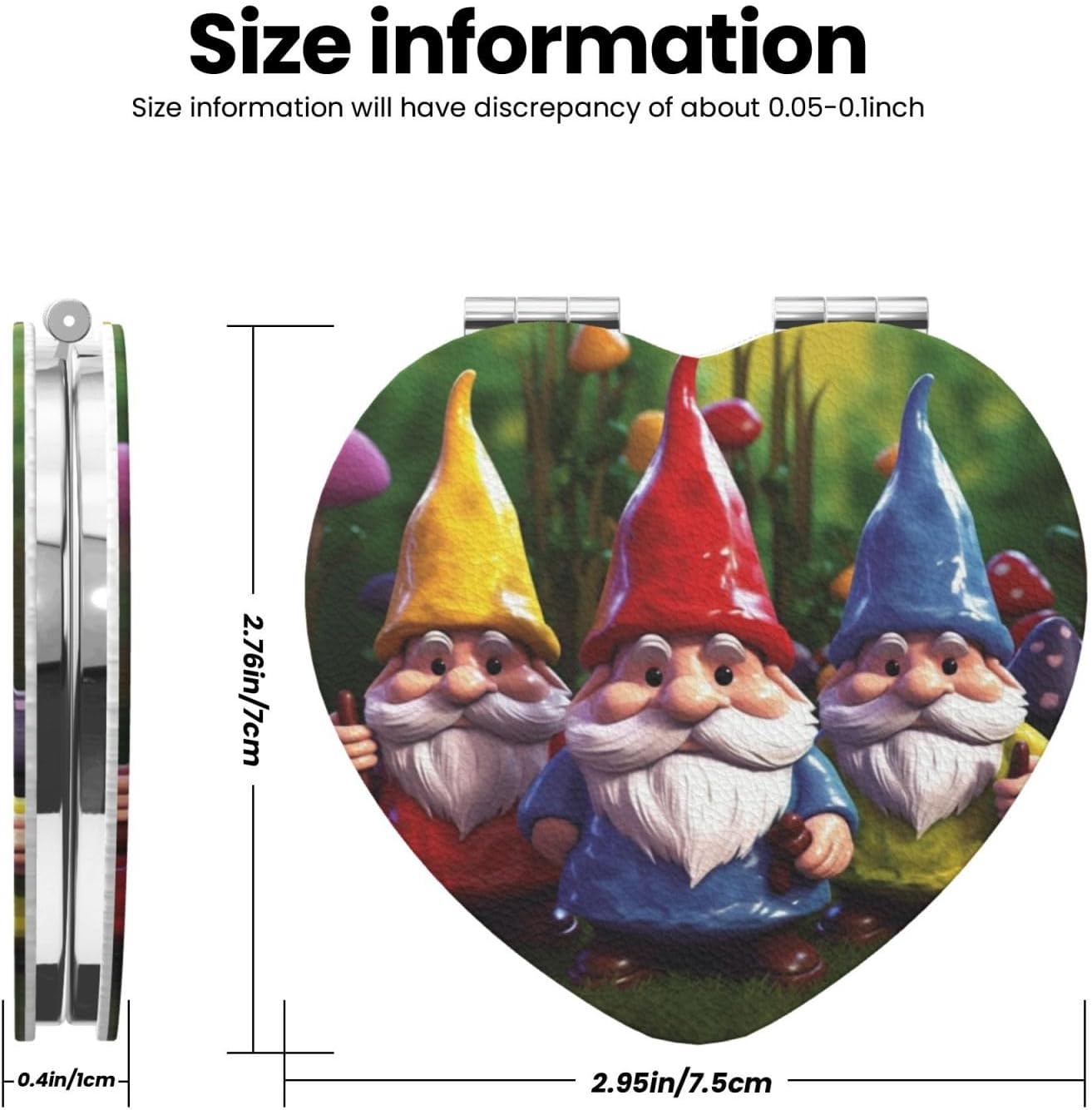 Compact Mirror for Purse, 1X/2X Magnifying Mirror for Women Men Colorful Gnomes Makeup Mirror 2-Sided Handheld Folding Mirror Portable Travel Mirror Mini Vanity Mirror image 3