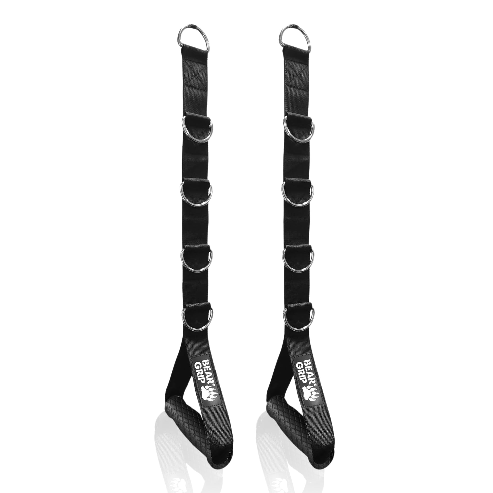 BEAR GRIP - Cable Machine Handles, Resistance Band Handles, Strong Nylon Webbing and D-Ring for gym and home workouts (Sold in Pairs)