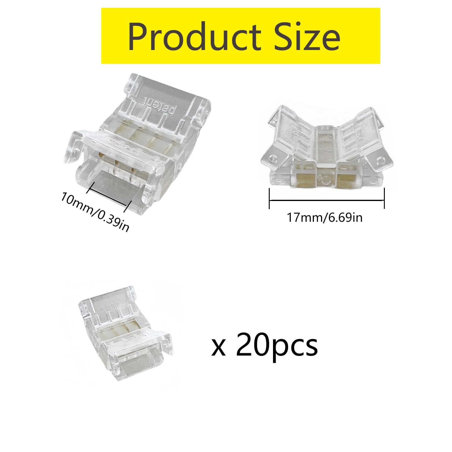 ENQIMAOYI 4pin SMD LED Strip Connectors,20pcs 4-pin 10mm Gapless Solderless No Dark Areas Strip to Wire Quick Connectors for RGB 5050 LED Strip Lights (10mm strip to wire) - Image 2