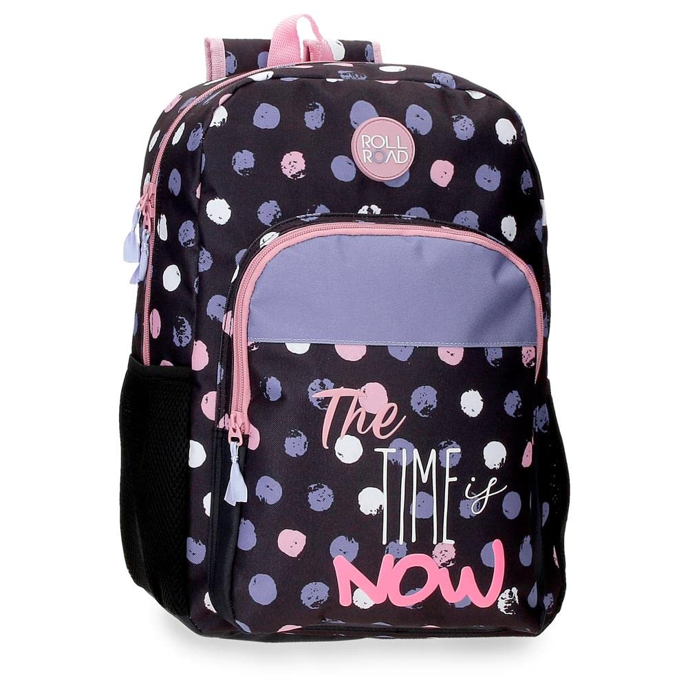 ROLL ROAD Roll Road The time is now Mochila Escolar Adaptable a Carro Negro 30x40x13 cms Poliéster 15,6L