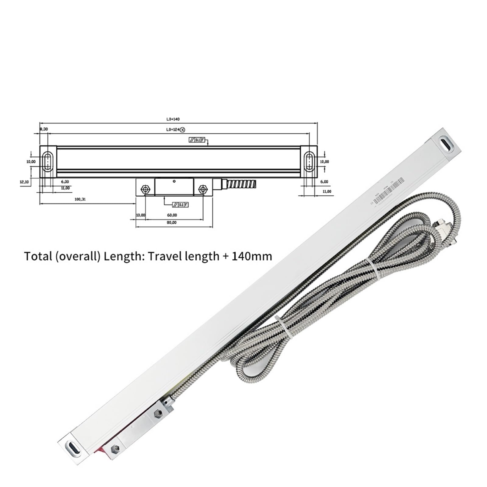 Encodeur Linéaire, 0,005 Mm K35 500 Mm-1000 Mm TTL, Capteur De Règle À Réseau Optique, Échelle Linéaire, Encodeur À Lecture Numérique pour Tour Et Fraiseuse, Course 1000 Mm, 1