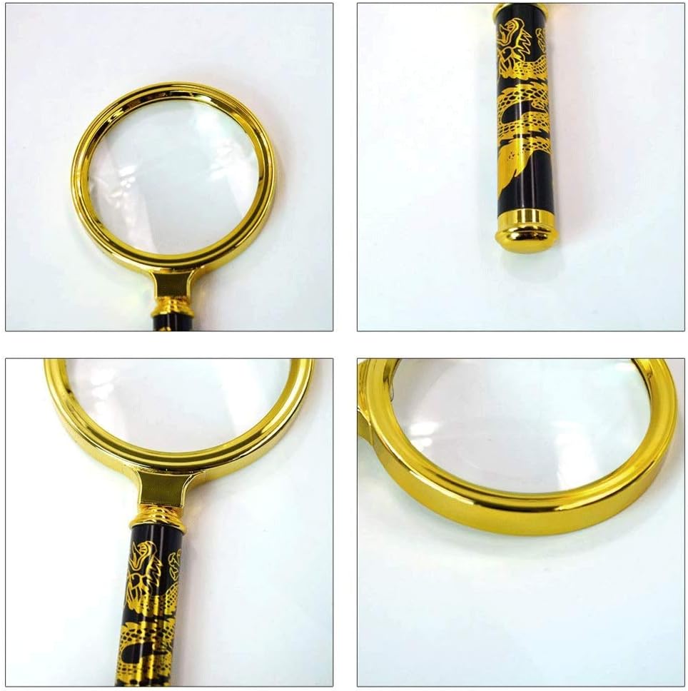 Magnifying Glass Handheld Old man Reading Professional Metal Dragon Handle Optical high-Definition Jewelry Identification