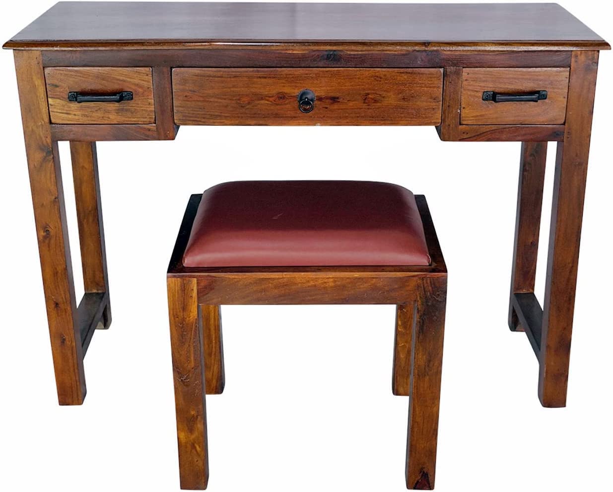 Stylla LondonHandmade Rosewood Vanity Table with Cushioned Stool | Multipurpose Desk with Drawers