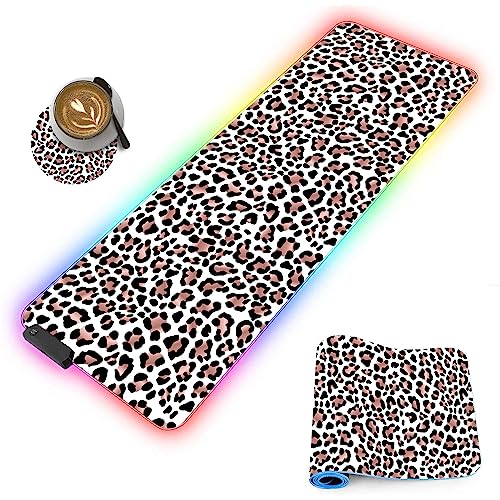 Tapis de souris pour clavier d'ordinateur grand format idéal setup bureau léopard - 7