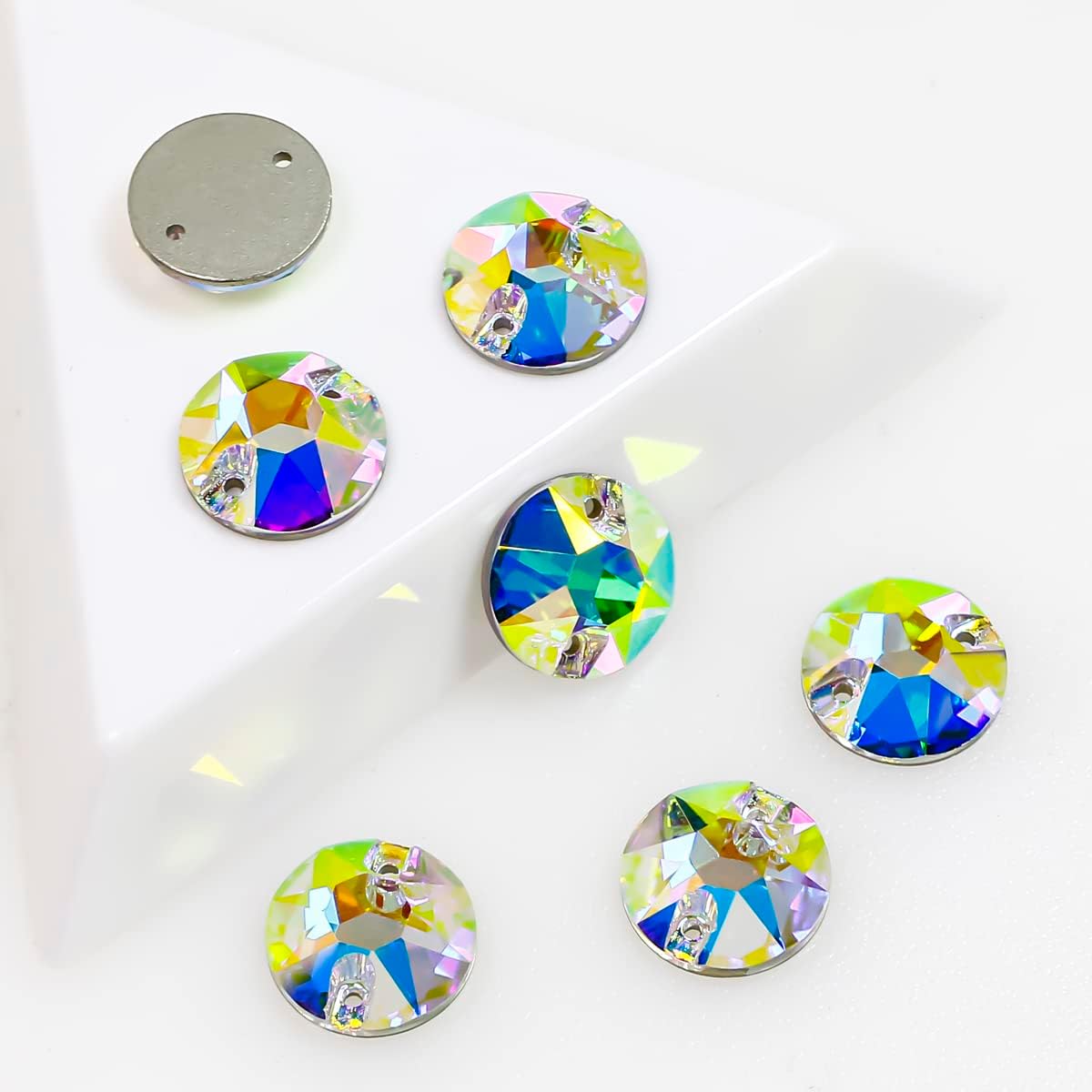 DONGZHOU Round Crystal AB Sew On Rhinestones Flatback Fancy Stone K5 Rhinestones with Holes Sewing Crystals Gemstone Strass for Clothes, Garments, Dress, Jewelry, Belt,Shoes and DIY 12 - Image 4