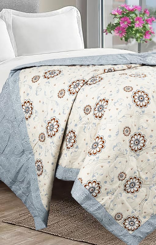 Image of BSB HOME 2nd Gen 120 GSM Microfiber Reversible AC Comforter /Blanket for Winter /Quilt /Duvets for Double Bed (230 X 220 cm, Off White & Blue)