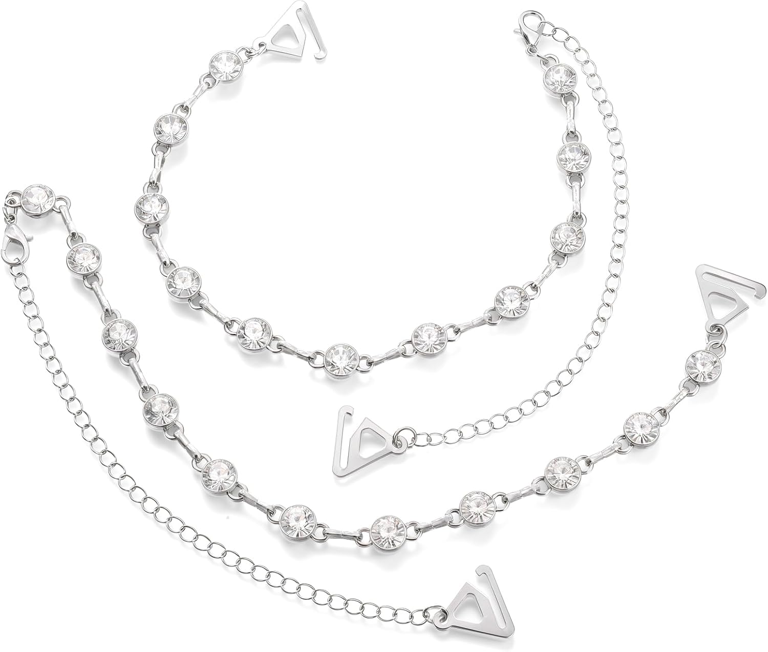 1 Pair Rhinestone Bra Straps, Adjustable Sparkling Crystal Dress Straps for Strapless Dress Non-Slip Rhinestone Strap for Women Body Jewelry