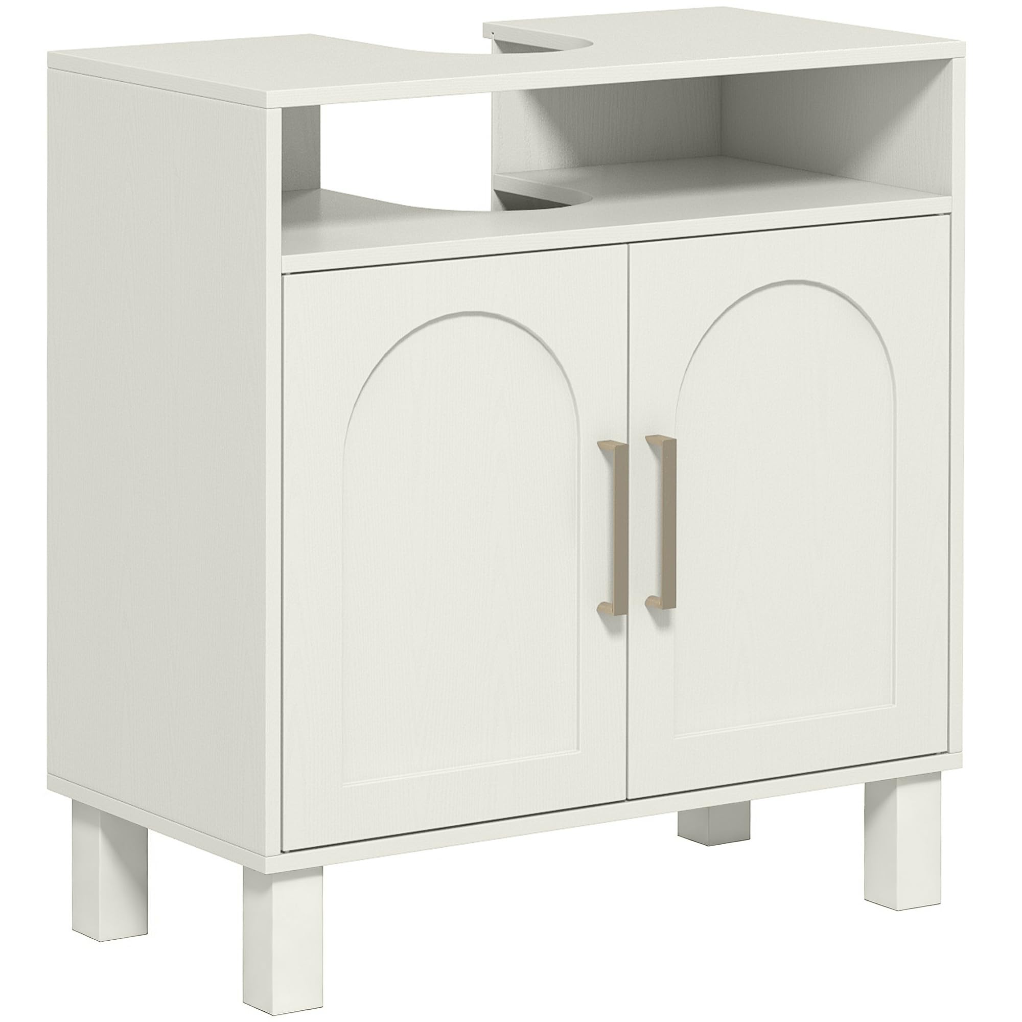HOMCOM Under Sink Bathroom Cabinet Freestanding 60 x 30 x 63 cm Cream White