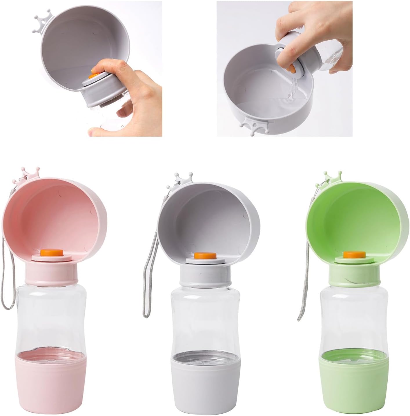 Compact Dogs Food Water Bottle for Large Dogs Outdoor Walking Pet Camping Eating Drinking Dog Dispenser Portable Cup for Dog Bowl with