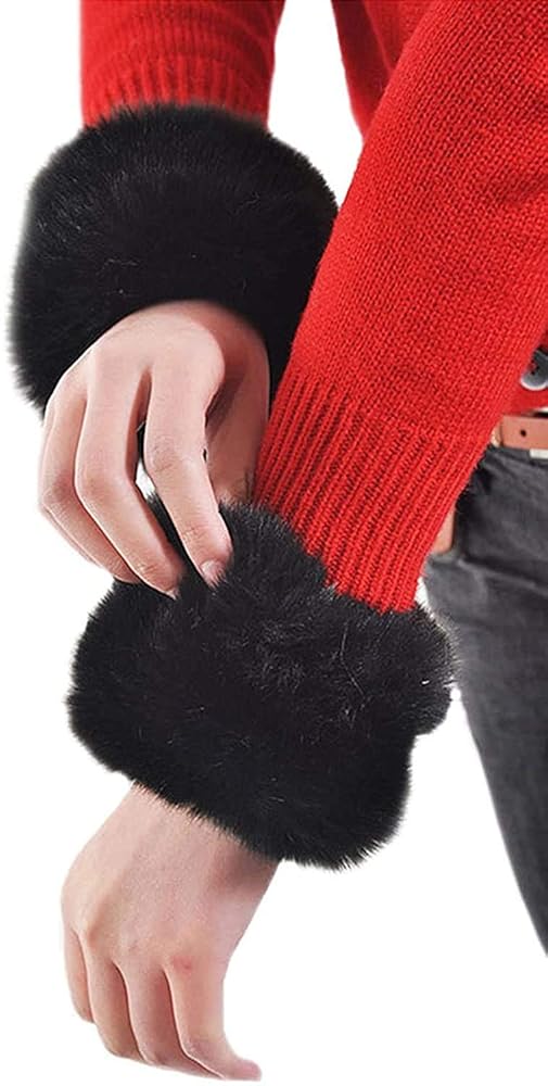 小物 Fluffy Arm Warmer Women Arm Warmers Wrist Cuffs Fashionable and Cute Faux Fur