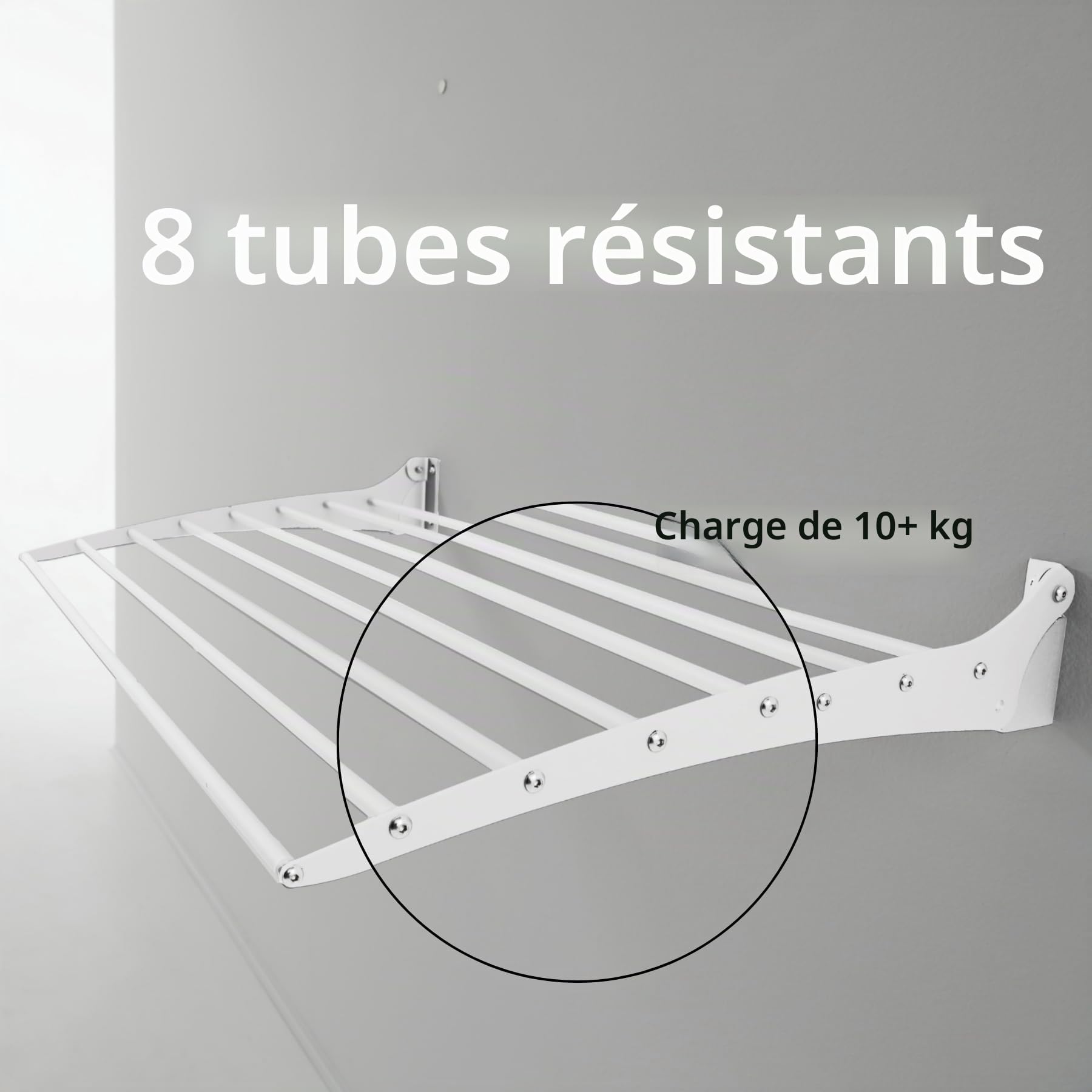 foxydry Fold, étendoir à Linge Mural, Rabattable Gain de Place, 82 cm | en aluminium et acier inoxydable, rabattable vers le bas, antirouille, pour terrasse et balcon, supporte 10 kg, blanc