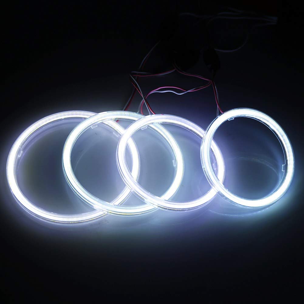 Qiilu COB Angel Eyes phare, 1 paire Auto Halo Anneaux Angel Eye COB Puces Phare DRL LED Pour Voiture De Moto(120mm)