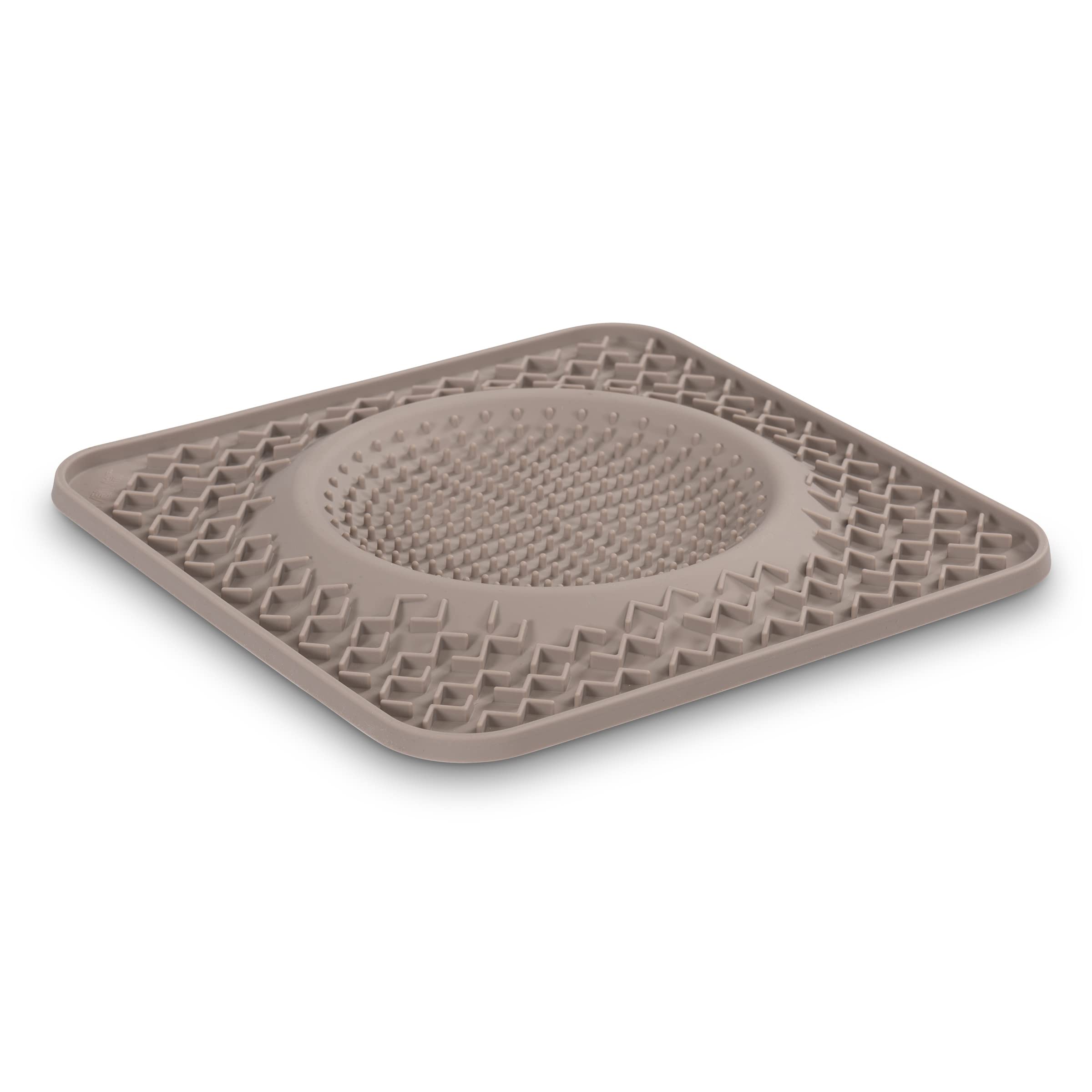 Messy MuttsSilicone Therapeutic Licking Bowl Mat | 10" x 10" | Slow Feeder Mat for Boredom & Anxiety | Lick Pad for Dogs & Cats (Grey)
