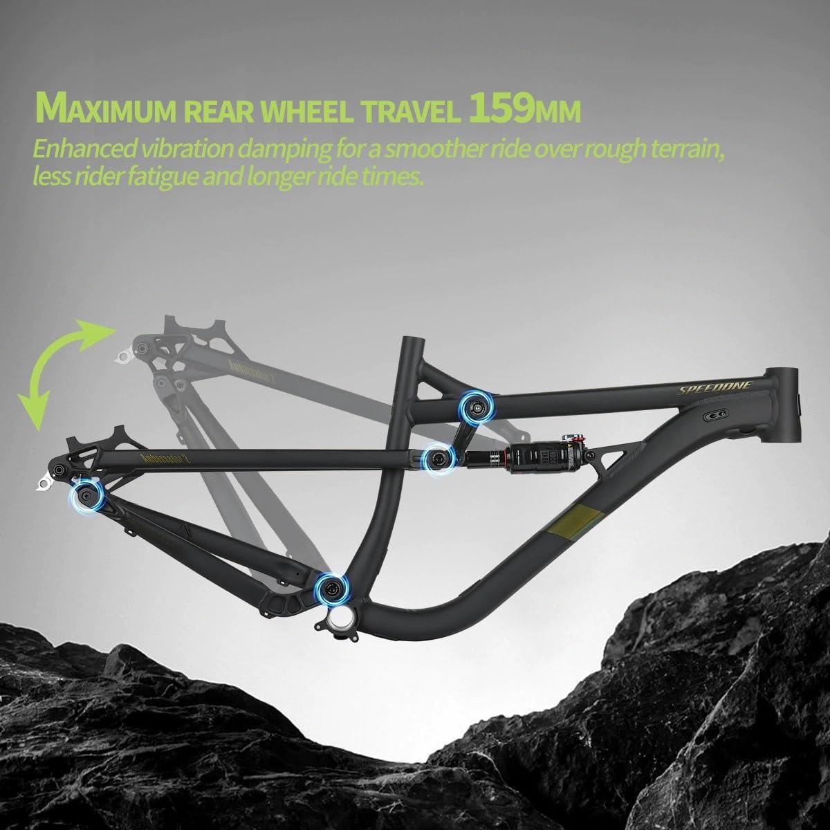 Full Suspension Mountain Bike Frame 27.5er 29er Aluminium Alloy Disc Brake Bike Frame 16" DH/AM Softtail Frame 12 * 148mm Thru Axle Boost Frame with Shock Absorber(Gray,17")