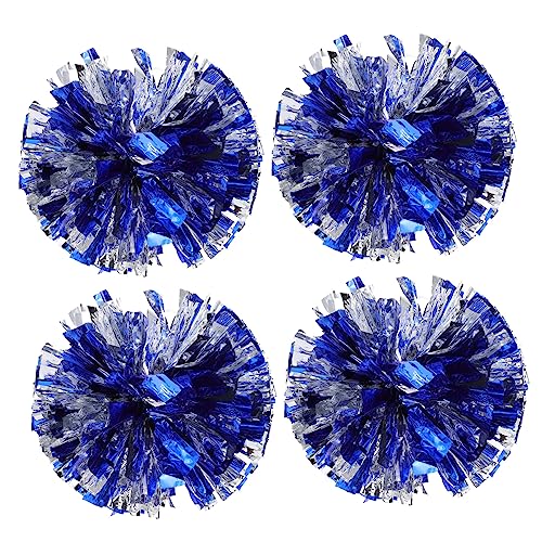 Toddmomy 4Pcs Cheerleading Hand Flower Pompoms Durable Performance Props for Dance Support with Metallic Foil Cheerleader Pom Poms