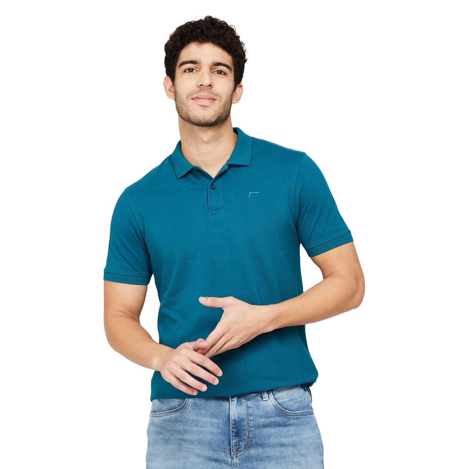 Fame Forever By Lifestyle Men Teal Cotton Regular Fit Solid