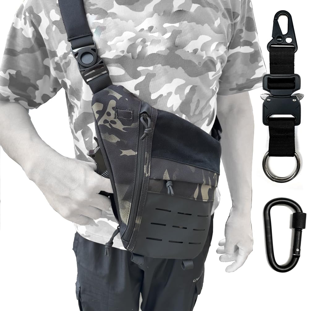 Tactical Crossbody Sling Bag for Men, Conceal Carry Gun Bag CCW Shoulder Chest Pack Valcen Personal Pocket Women