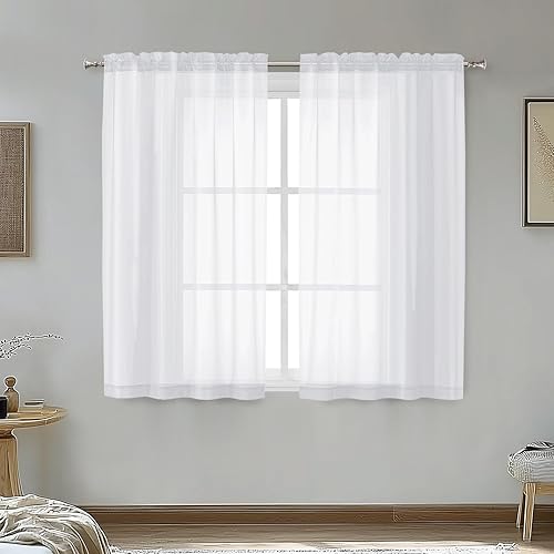 Miniatura 75 de OVZME 2 paneles de cortina traslúcidas para ventana, 96 pulgadas de largo, para dormitorio, diseño de bolsillo superior para cortinero, tratamiento