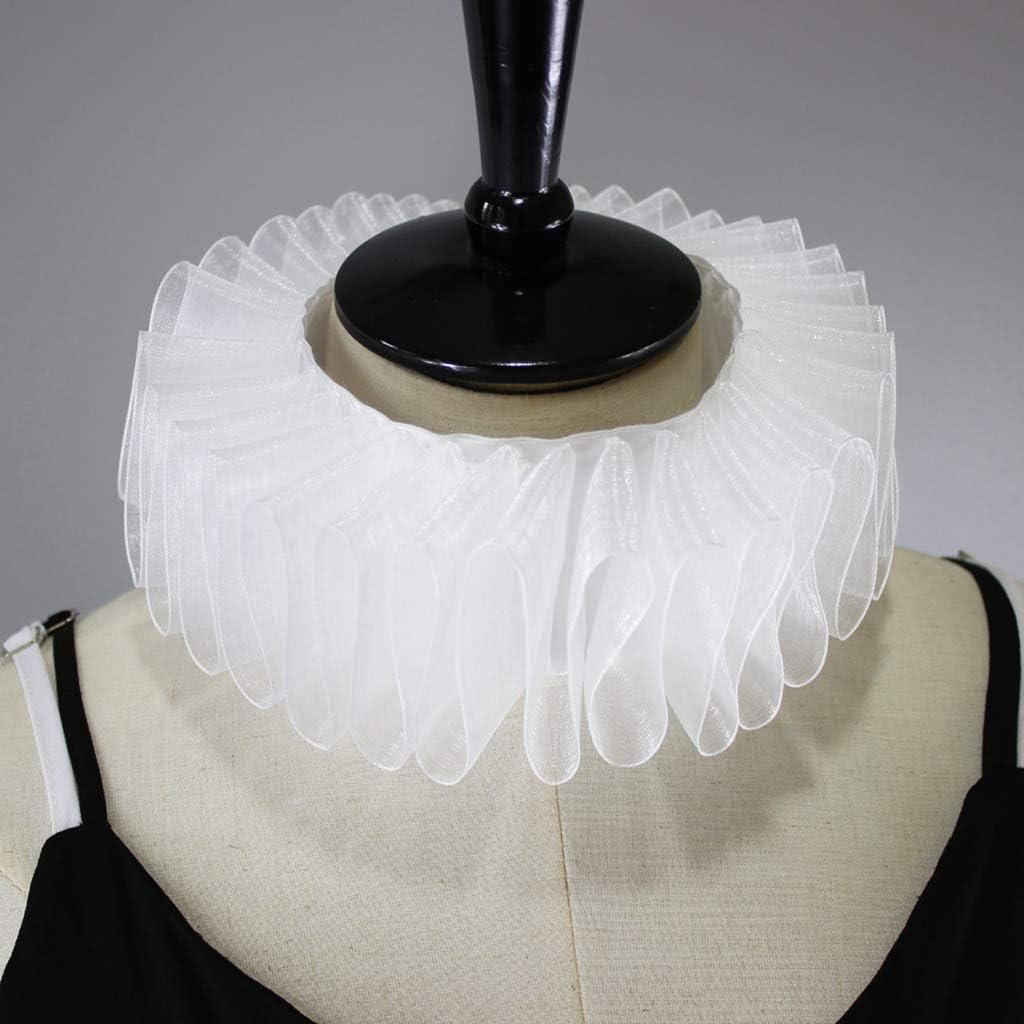 Elizabethan Lace Trim Ruff Collar Soft Adjustable Ribbon for Dresses Skirts Tops Ruff Collar
