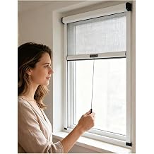 Custom Roll-up Fly Screens for Windows - Insect Netting with Fiberglass Mesh & Aluminium Frame, Effective Mosquito Nets to Keep Bugs Out White