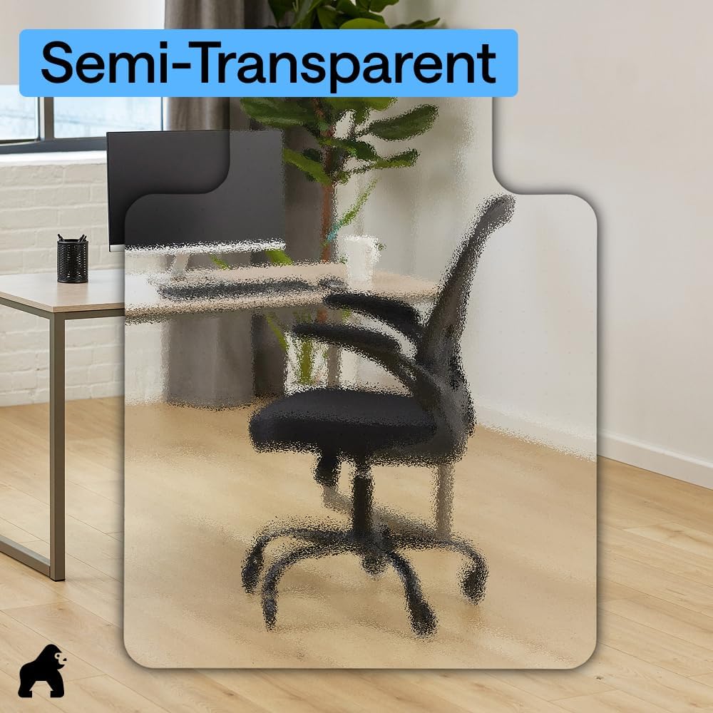 GORILLA GRIP Slip Resistant Clear Office Chair Mat for Hardwood Floors, 36x48, Smooth Rolling Glide Under Desk, Heavy Duty Plastic Computer Mats and Hard Wood Floor Protector, Work and Gaming Chairs
