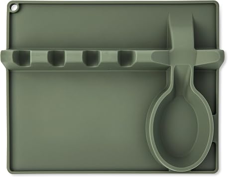Core Kitchen - Silicone Utensil Rest with Spoon Holder - Olive Cloud