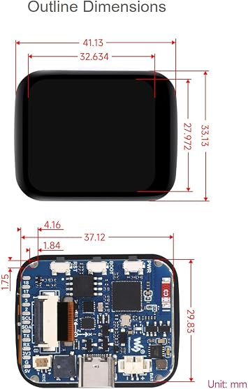 Waveshare ESP32-S3 Development Board with Onboard 1.69inch Touch LCD Display, 240280 Pixels, 262K Color Micro LCD Display, ESP32-S3, Accelerometer and Gyroscope Sensor