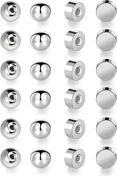 Screw Earring Backs Replacement|6 Pairs 20G/0.8mm and 6 Pairs 18G/1mm FlatBacks/Ball Back| Stainless Steel Secure Comfortable Screw Backs for StudsPack of 12