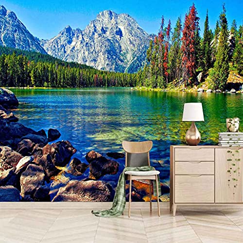 Poster geant mural paysage de foret lac decoration chambre coucher