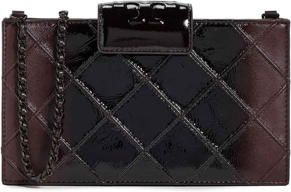 Tory Burch Women's Fleming Patent Degrade Mini Chain Wallet, Sweet Albarossa, Orange, One Size