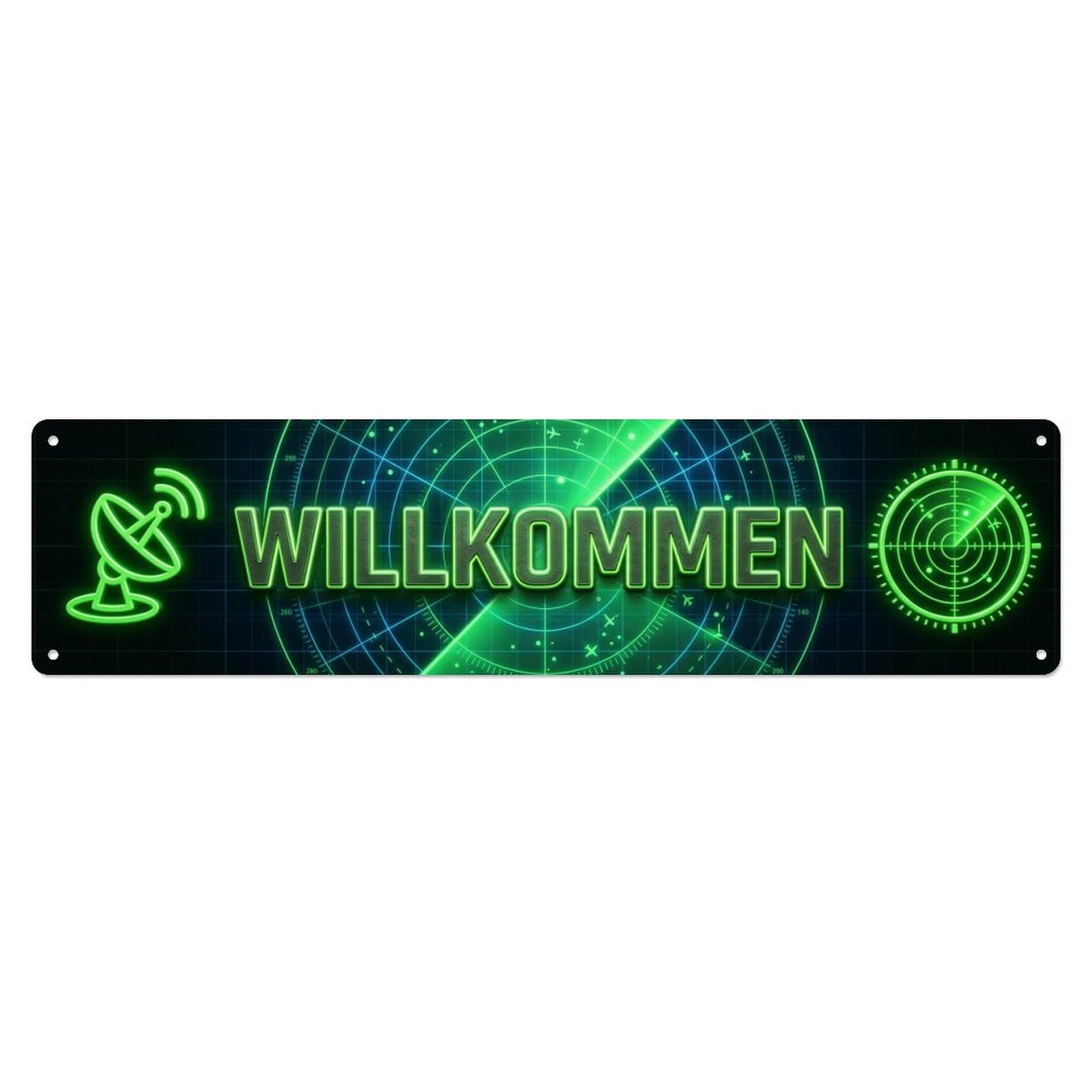 Neon Neon Radar Sweep Detection Welcome Metal Tin Sign