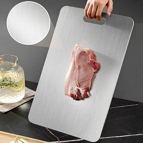 Miniatura 2 de Tabla de cortar de titanio para cocina - Tablas de corte de titanio 100% puro y adecuadas para cocinar en casa de cocina, duradera. 14 x 10 pulgadas