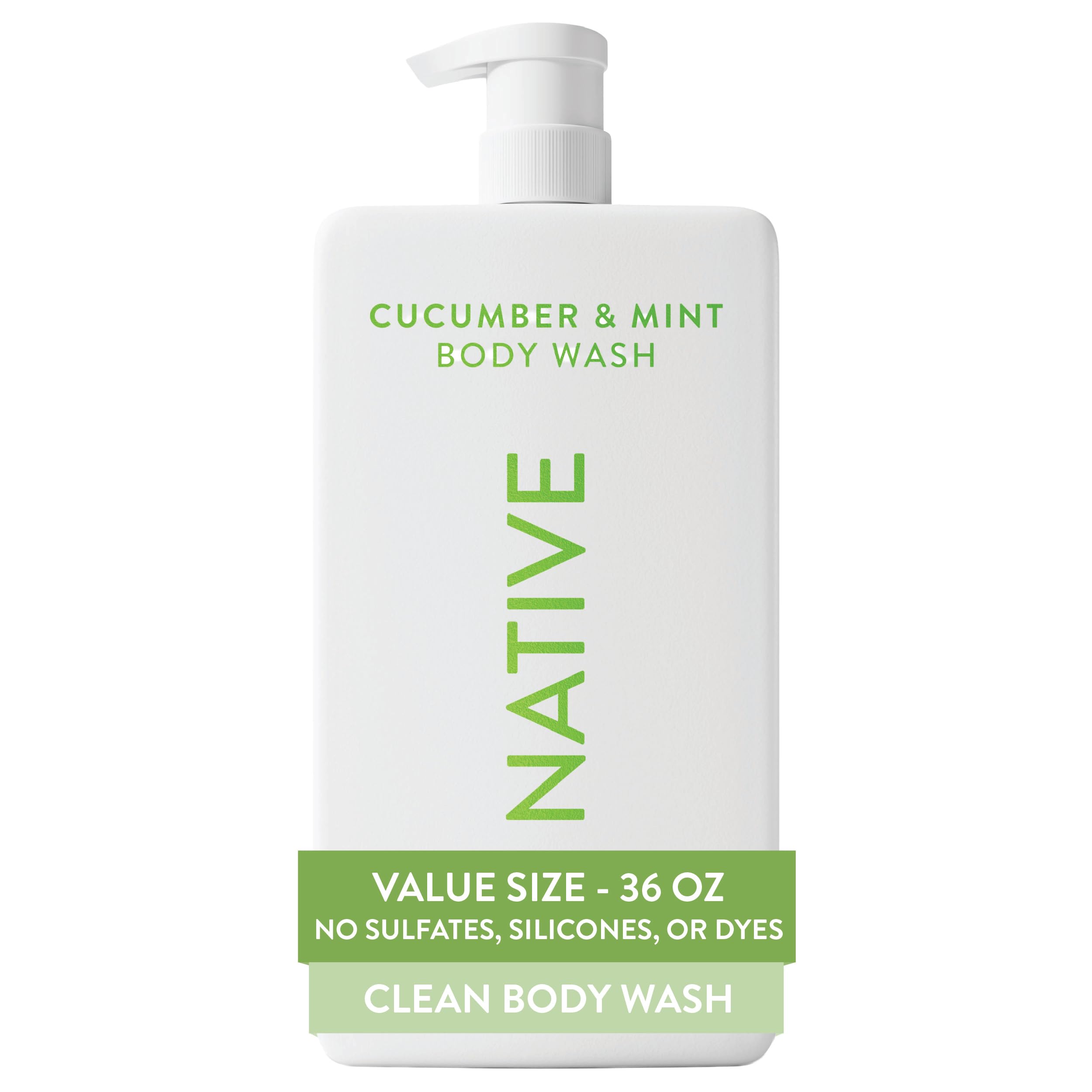 Native Duschgel für Frauen und Männer - ohne Sulfate und Farbstoffe - Unisex Körperseife mit Gurke-Minz-Duft - sanfte Reinigung mit Inhaltsstoffen natürlichen Ursprungs - 1 l