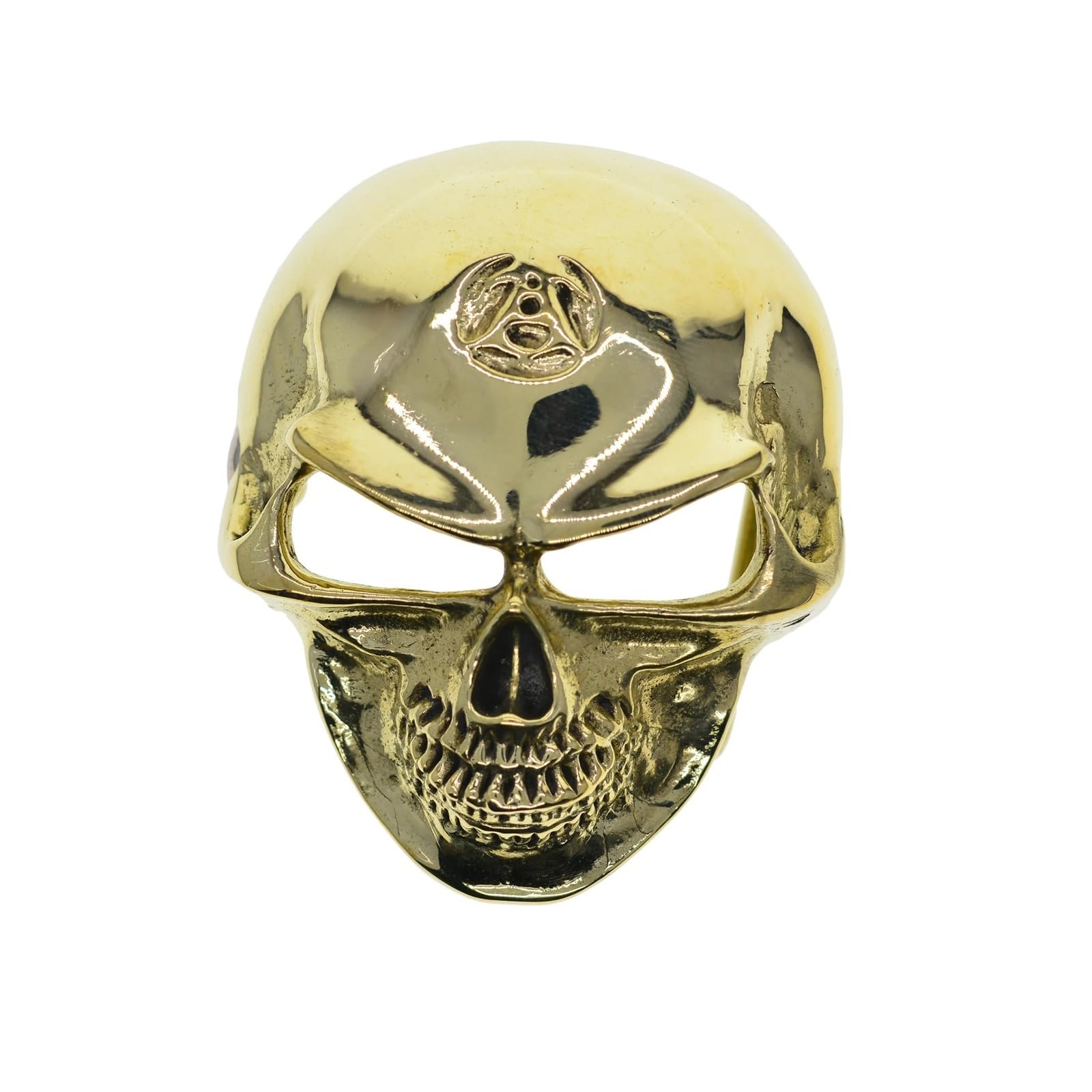 Hebillas Cinturon Hebilla de cinturón latón macizo vintage con diseño calavera 3D pulida a espejo 1,5 pulgadas para Reemplazo