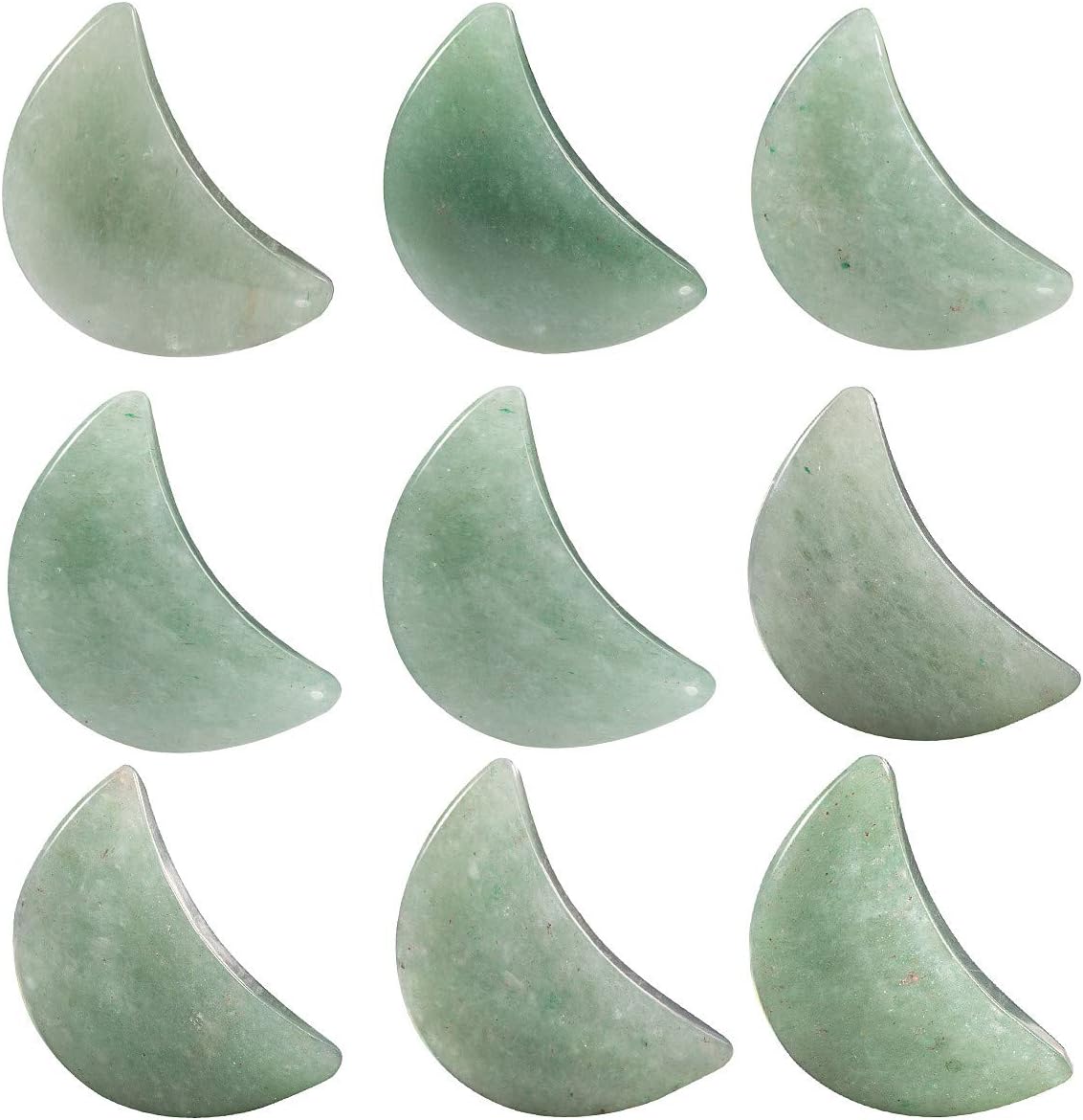mookaitedecor Set of 5 Green Aventurine Moon Healing Crystal Pendants for Jewellery Making Semi Precious Moon Shaped Palm Worry Stones for Anxiety Stress Relief Tumbled Pocket Stone Desk Decor - Image 4