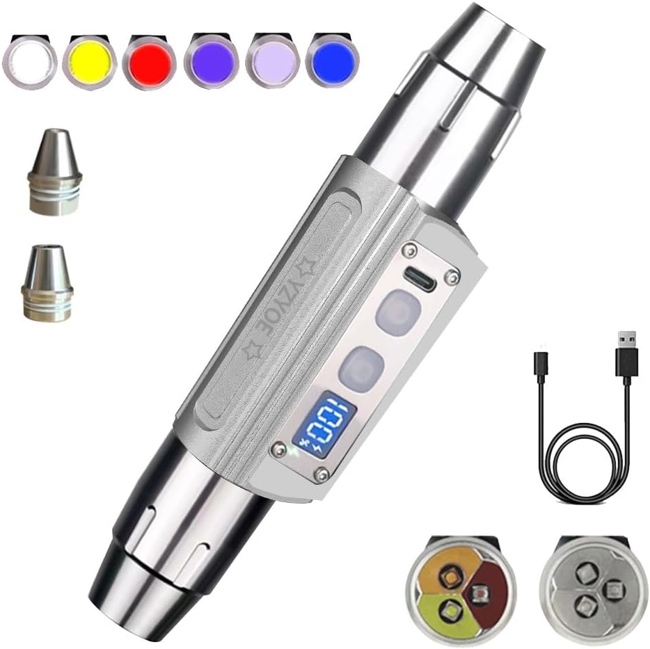 Six in One Jade Recognition Strong Light Flashlight, LED Outdoor Mineral Gemstone Crystal Beeswax Detection Light, White Yellow Red Blue Light 395nm and 365nm UV Multi Source Flashlight.