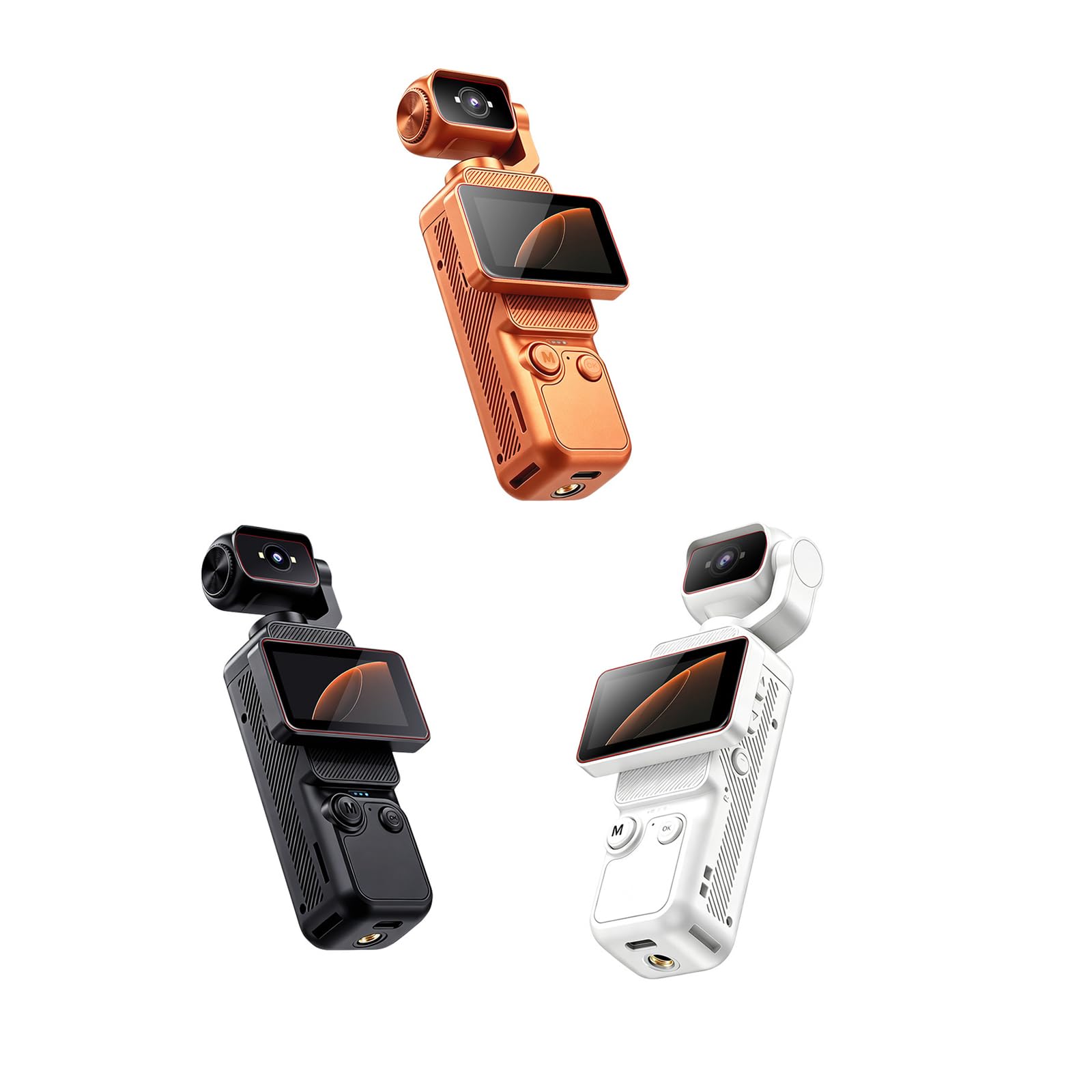 Fotocamera portatile compatta con rotazione di 180 gradi, colore arancione