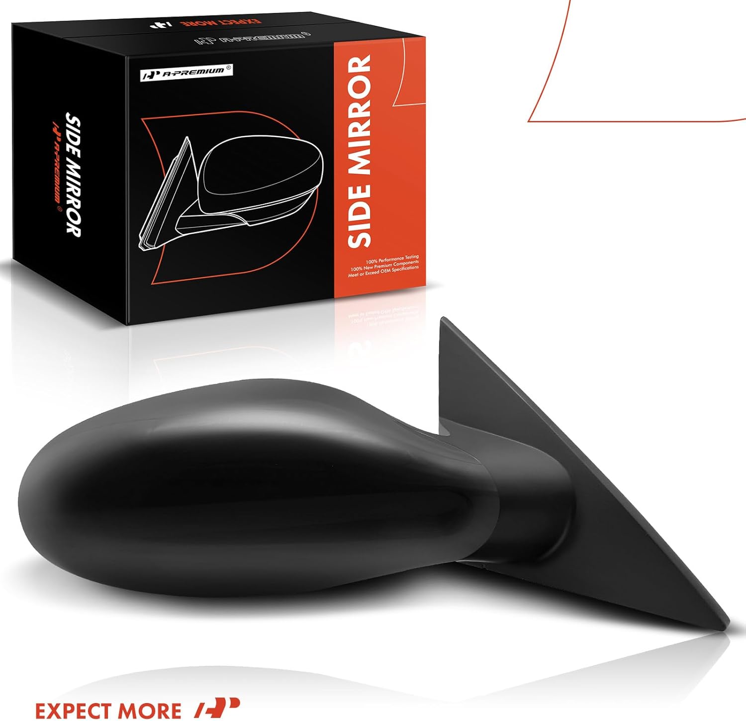 A-Premium Passenger Side Manual Door Mirror - Compatible with Nissan Altima 2002 2003 2004 2005 2006 - Heated Non-Folding Black Outside Rear View Mirror - Replace# 96301ZB370