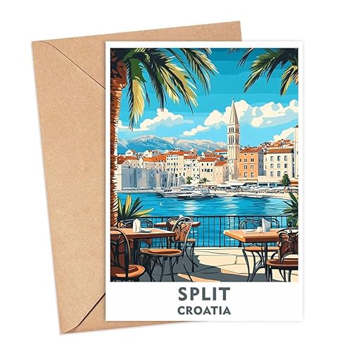 Split City Greeting Card - Croatia Travel Card - Croatia Travel Art - Split Croatia City Card Gift - City Greeting Card - Split Croatia Keepsake Card - Split Croatia Travel Card - Split Croatia Trip Gift