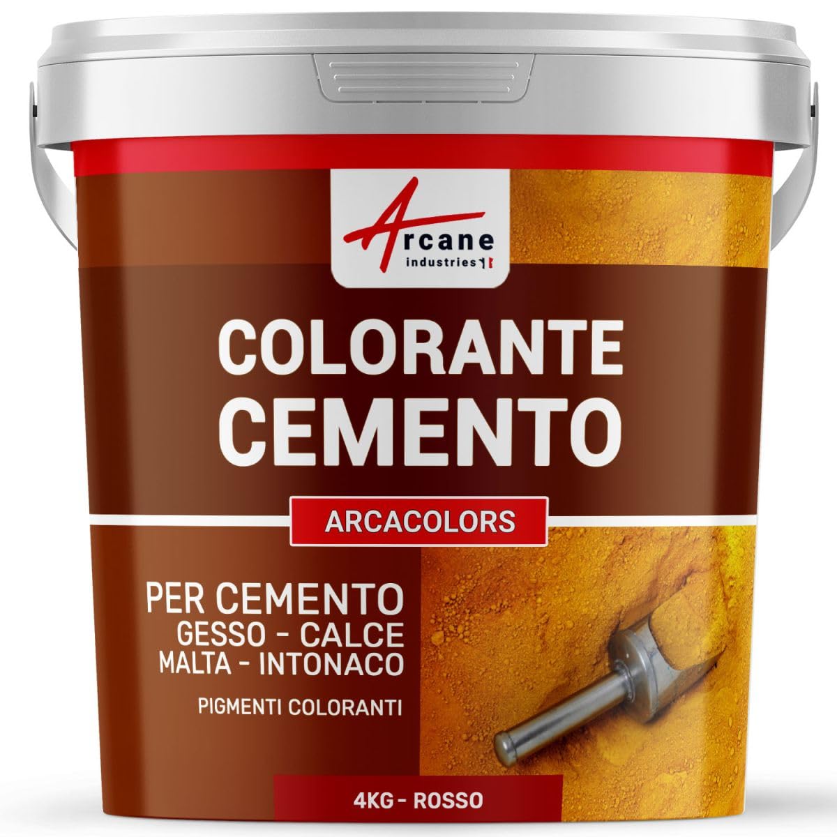 Colorante per cemento, intonaco, malta. Pigmenti per colorare cemento - ARCACOLORS - 4 kg Rosso - ARCANE INDUSTRIES
