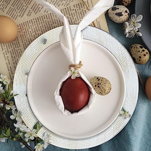 Kazozobi 13" Round Charger Plates, 6 Pack Ring Pattern Plastic Chargers For Dinner Plates, Vintage Charger Plates Bulk Wedding, White #TOP2