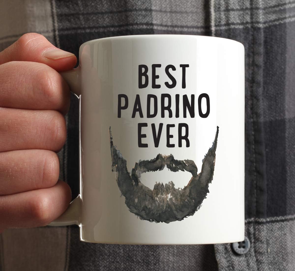 Andaz Press Funny Father's Day 11oz. Coffee Mug Gift for Dad, Best Padrino Ever, Beard Graphic, 1-Pack, Novelty Birthday Christmas Hot Chocolate Cup