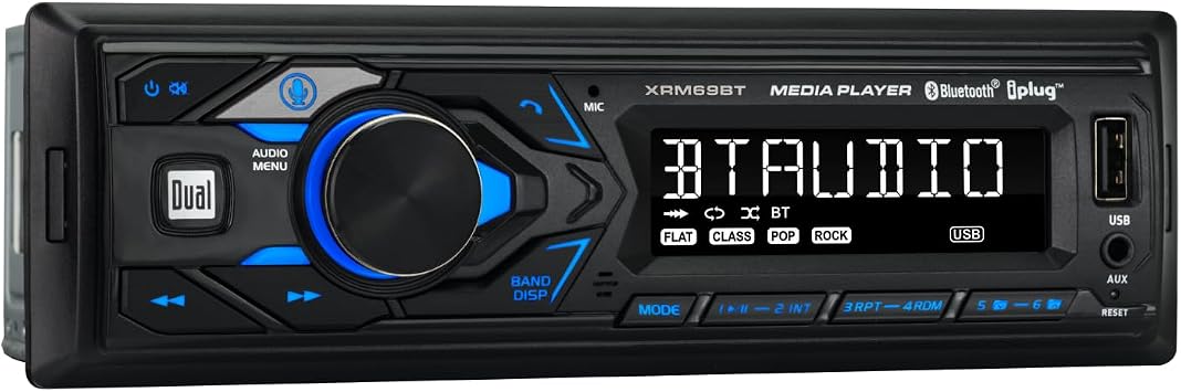 Dual Electronics XRM69BT Single DIN Car Stereo Bluetooth & AM/FM Radio